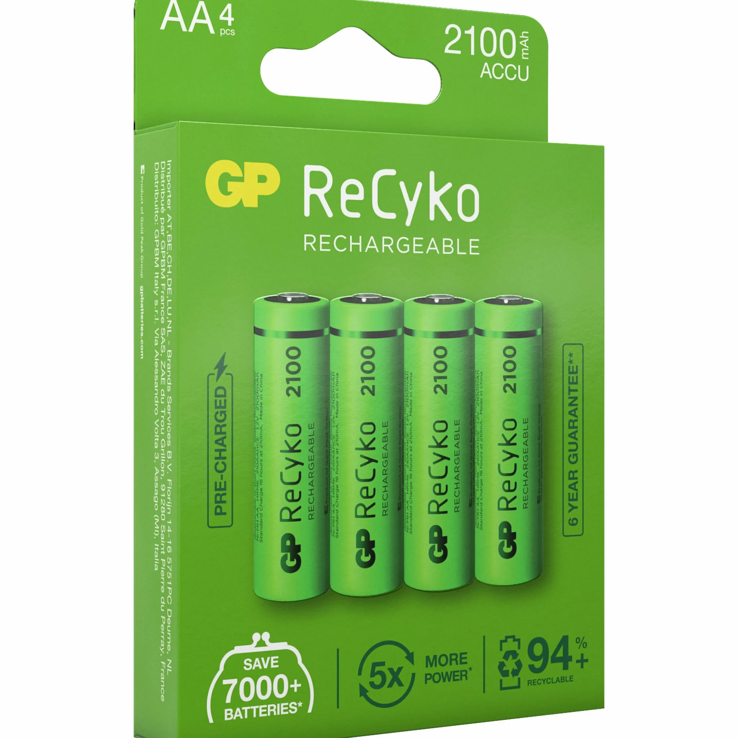 Batteri GP Batteries ReCyko 2100 Laddningsbart AA 4-p