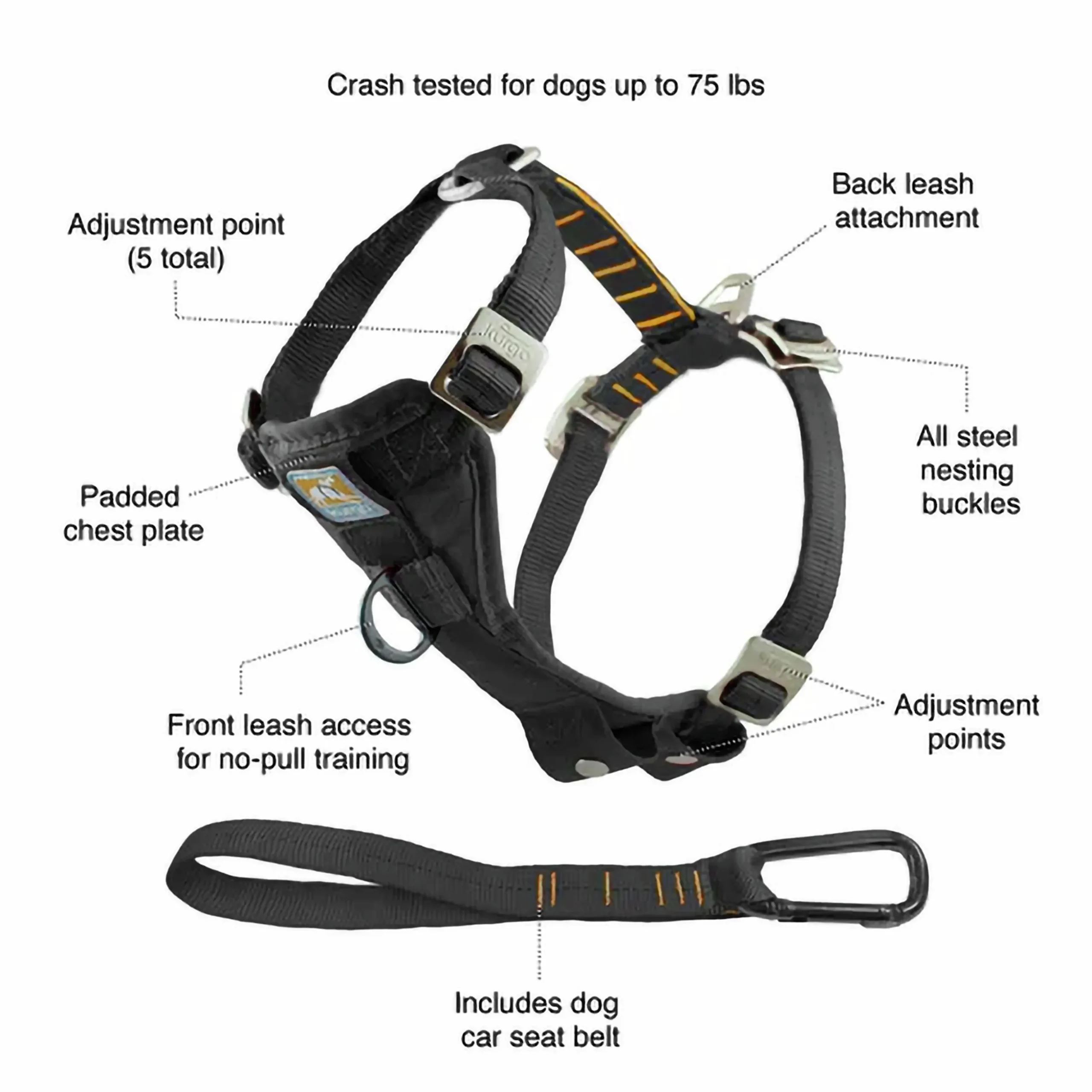 Bilsele Hund Kurgo Tru-Fit Svart