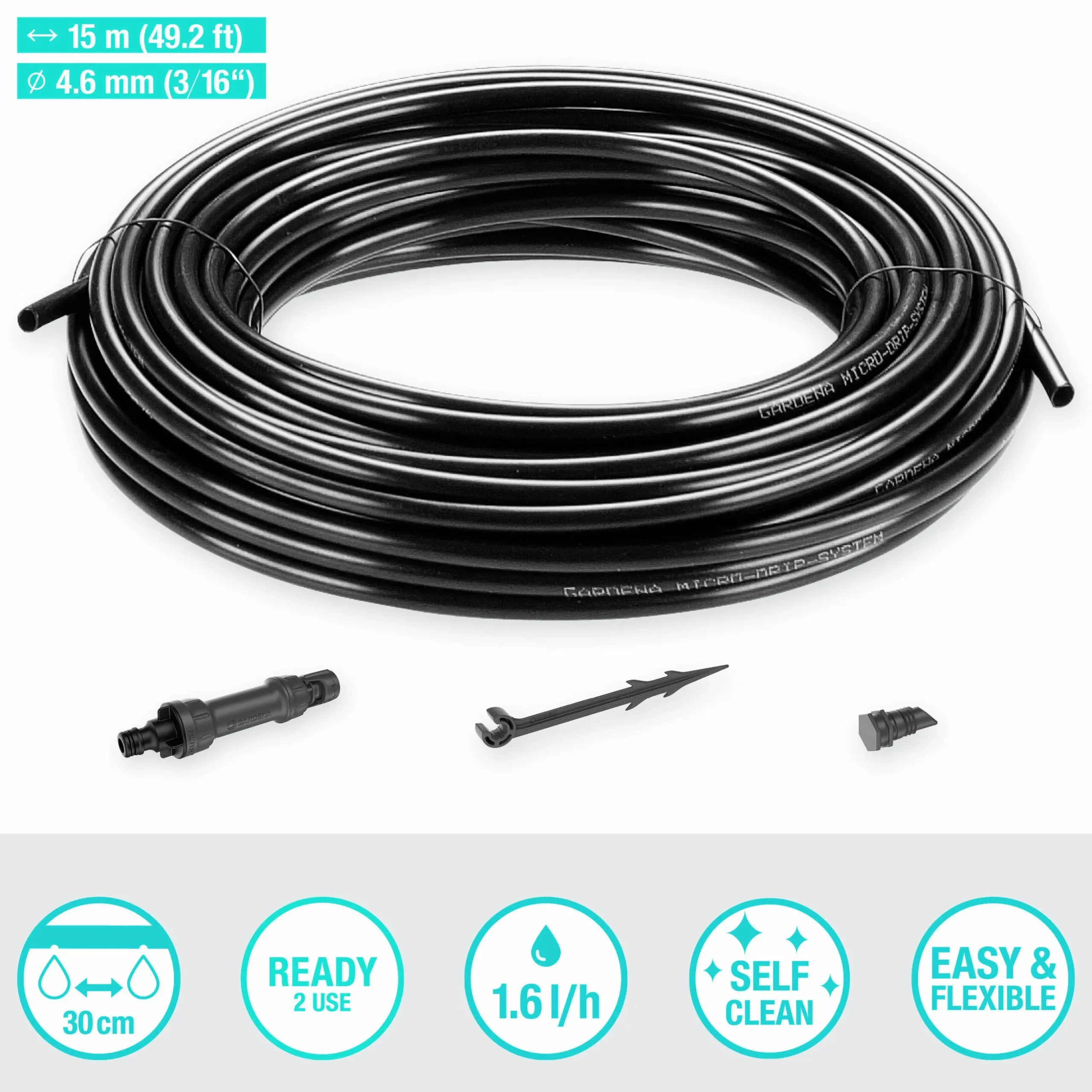 Droppbevattning Gardena MicroDrip Startset Plantrader 15m