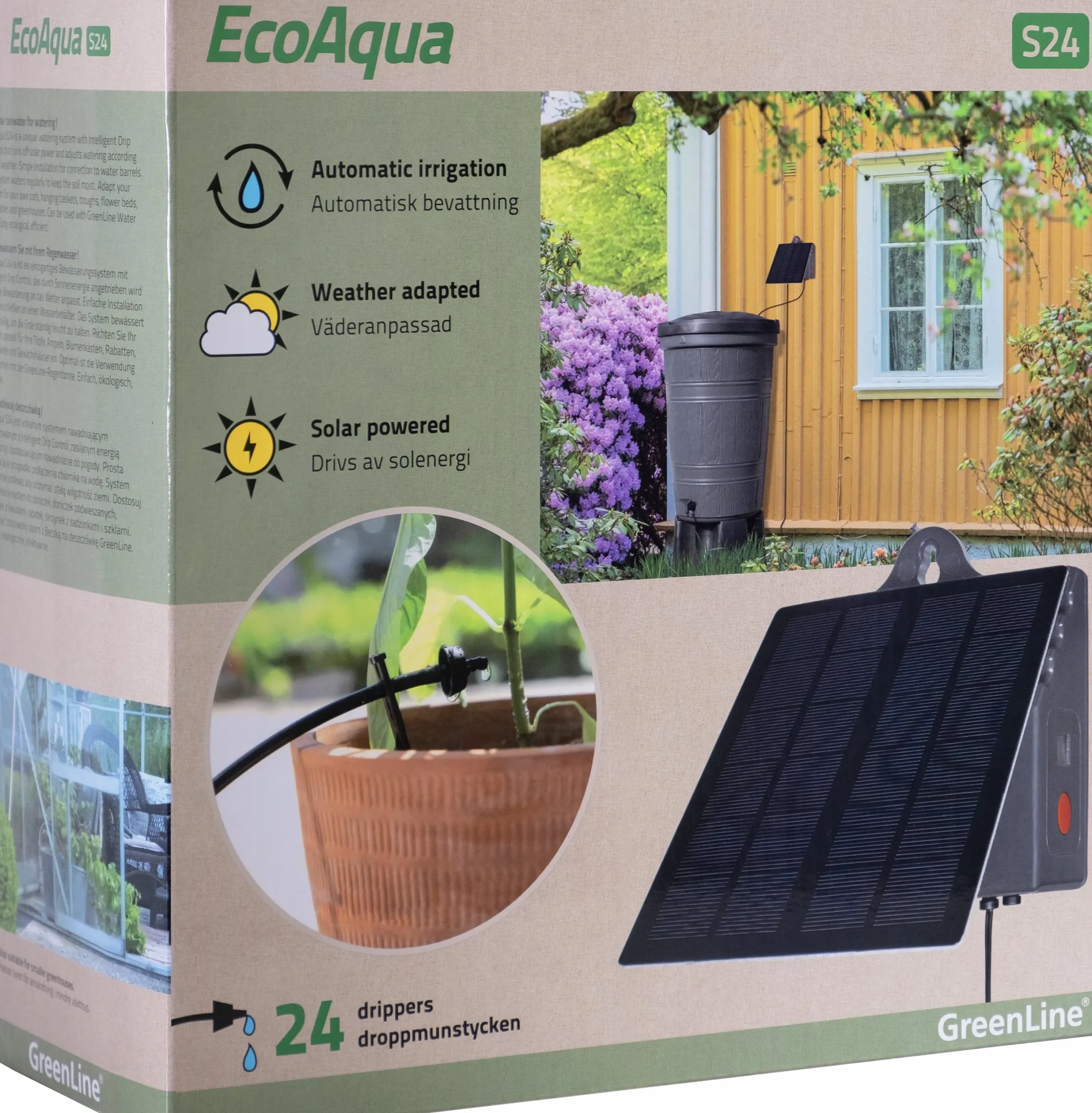 Droppbevattningssystem EcoAqua S24 Solcell 24 munstycken