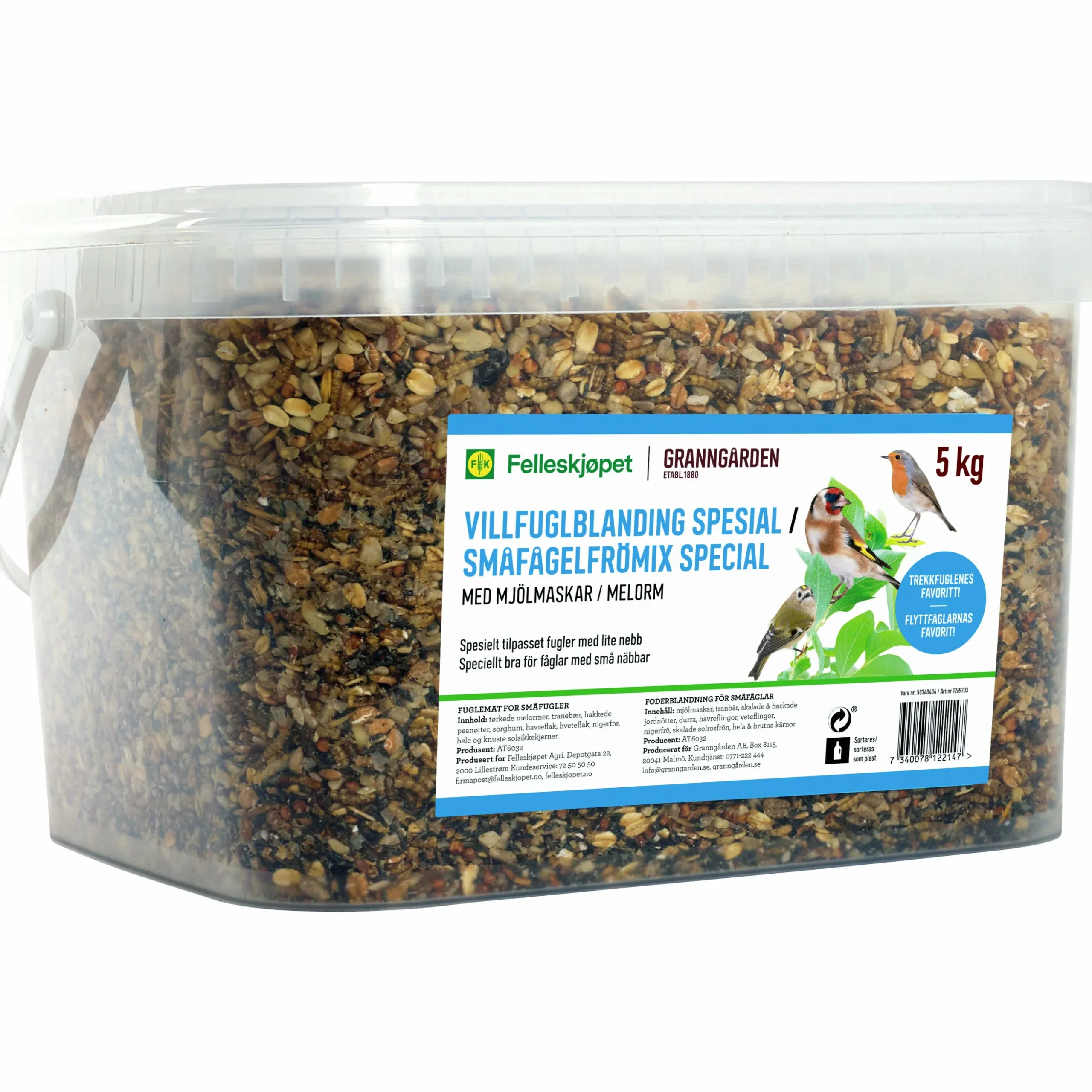 Fågelmat Granngården Småfågelfrömix Special Mjölmaskar 5kg