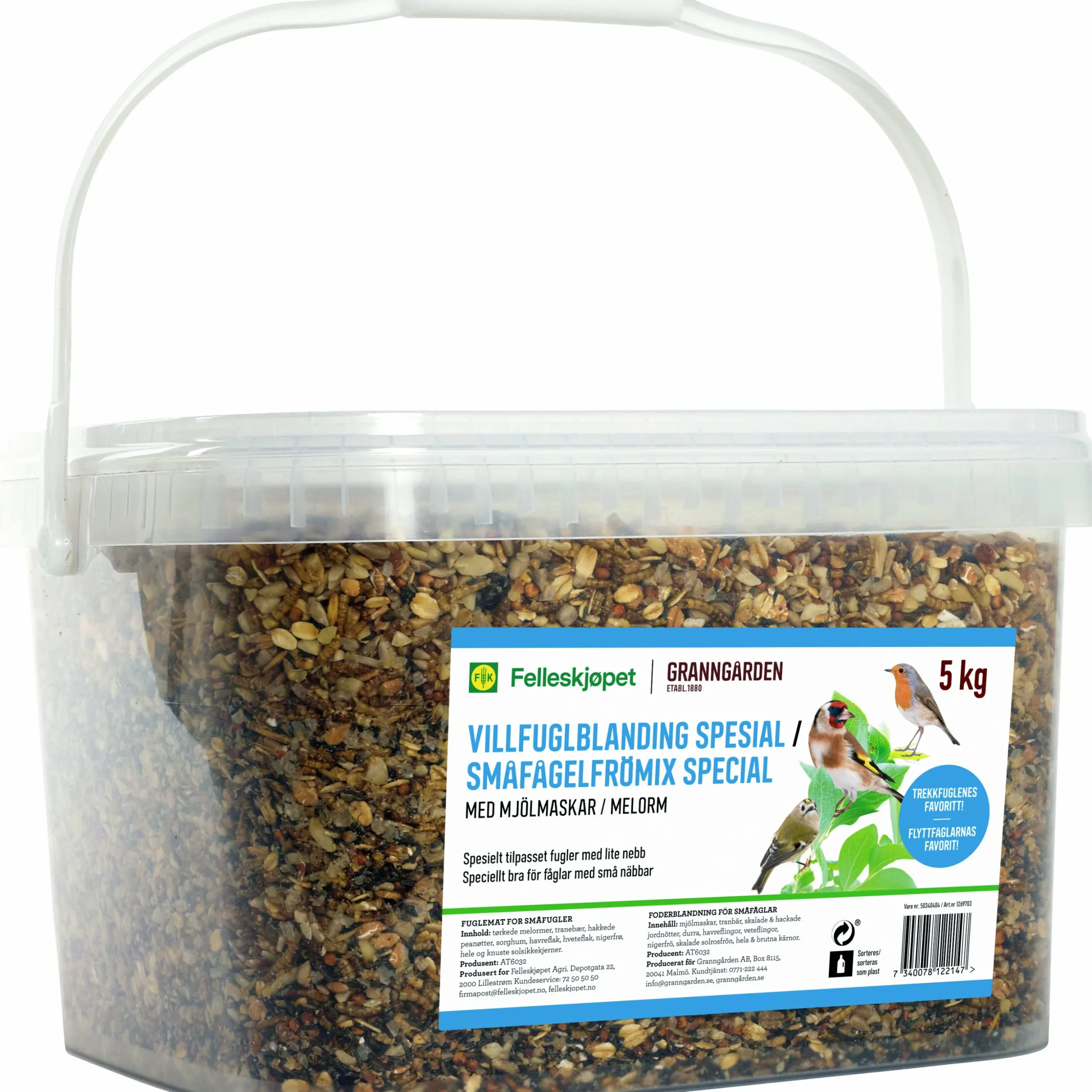 Fågelmat Granngården Småfågelfrömix Special Mjölmaskar 5kg