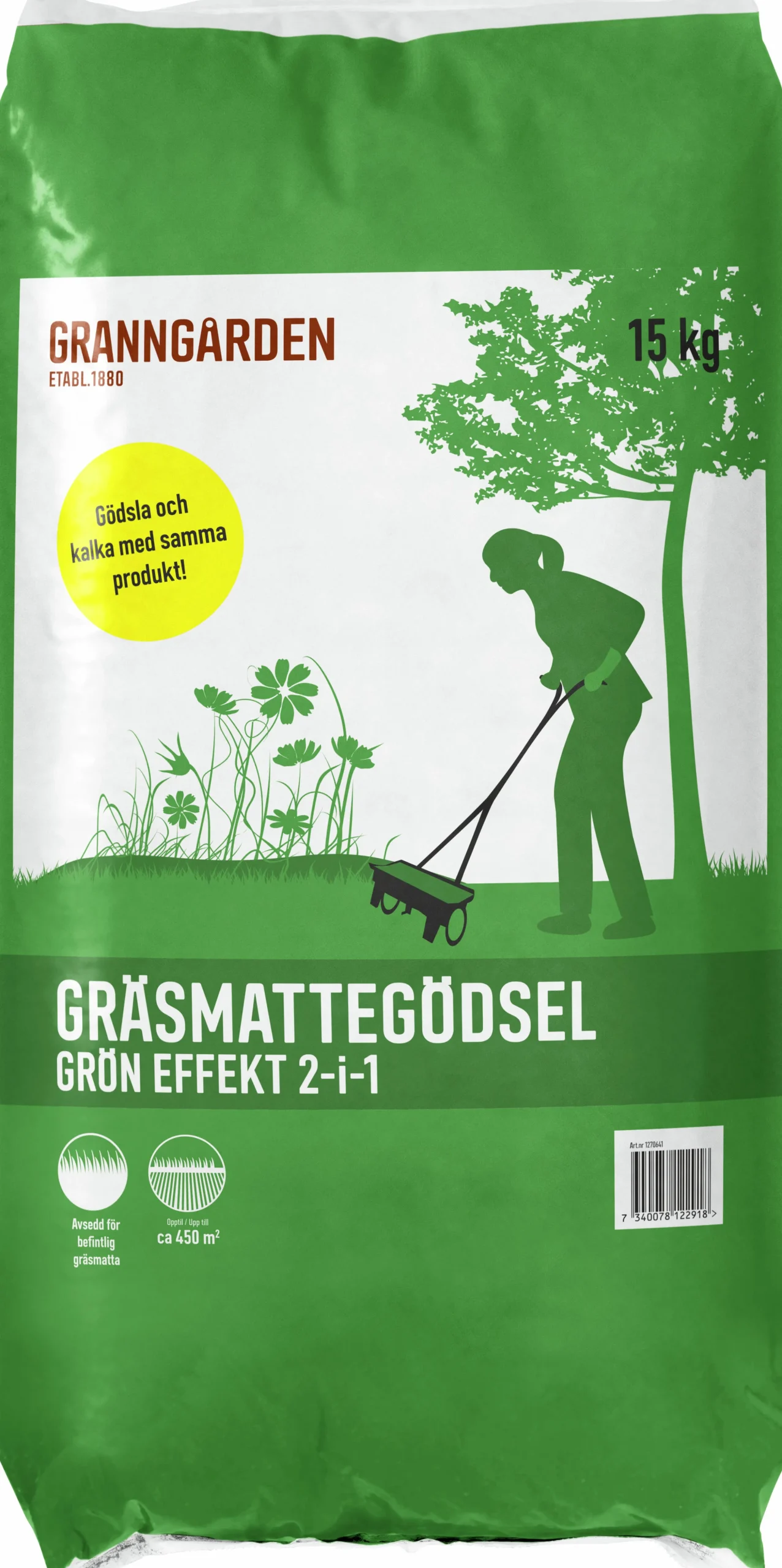 Gräsmattegödsel Granngården Grön Effekt 2-i-1 15kg