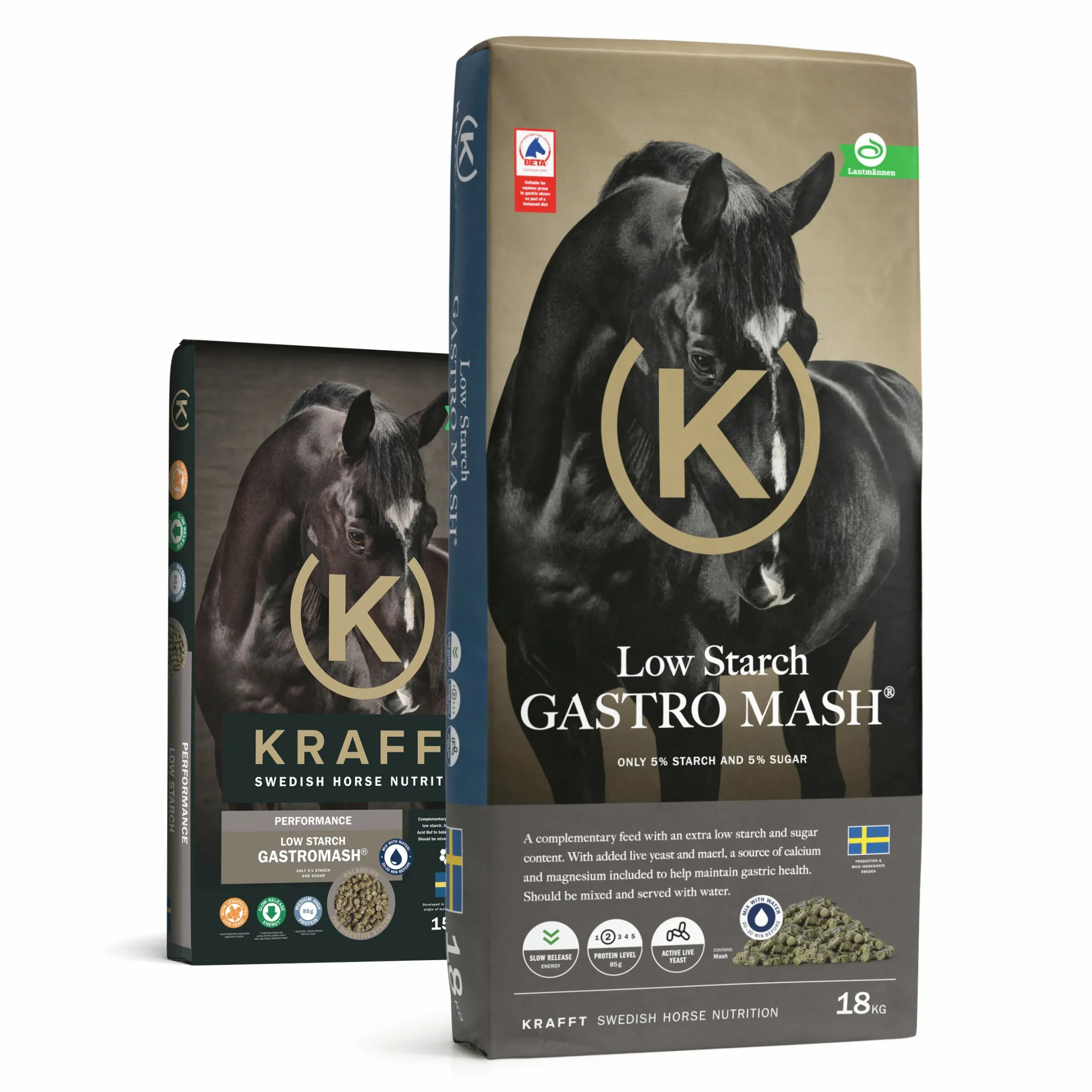 Hästfoder Krafft Performance Low Starch Gastromash 18kg
