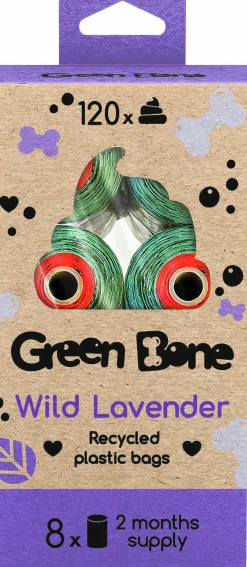 Hundbajspåsar Green Bone Wild Lavender 8 rullar/120 påsar