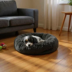 Hundbädd Hunter Loppa Donut Fluffig Antracitgrå 50cm