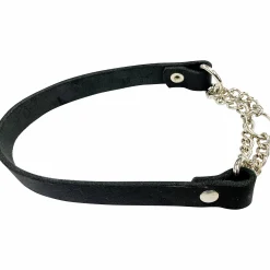 Hundhalsband Pritax Halvstryp Läder Svart