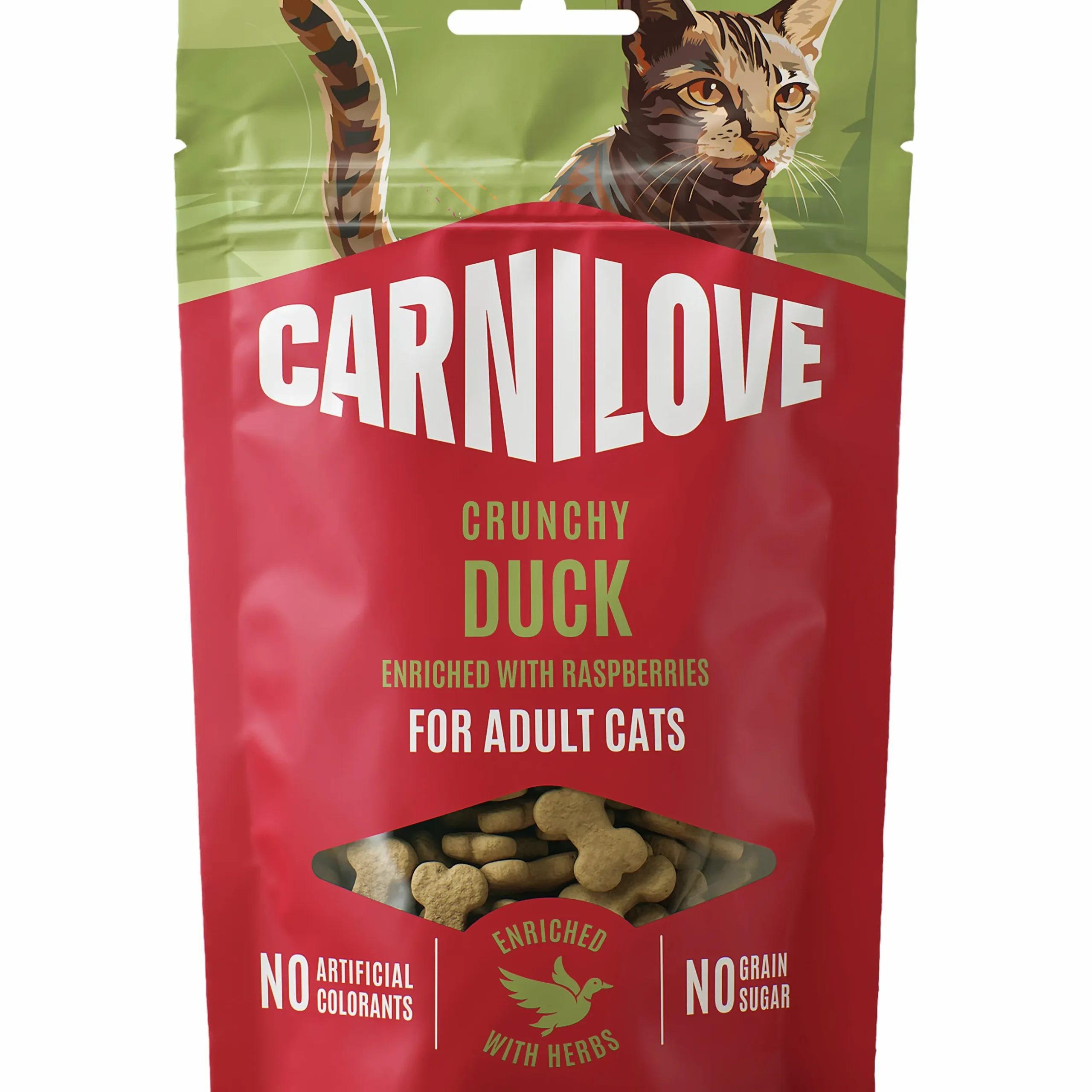 Kattgodis Carnilove Crunchy Snack Duck Raspberries 50g