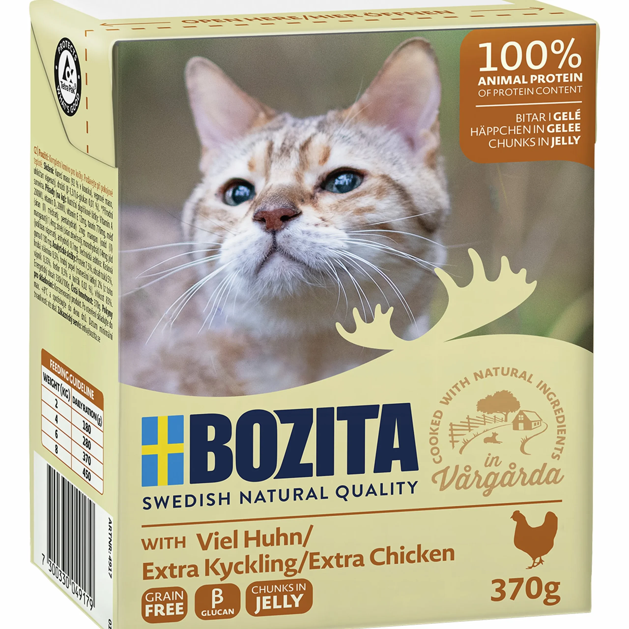 Kattmat Bozita Bitar i gelé med Extra kyckling 370g