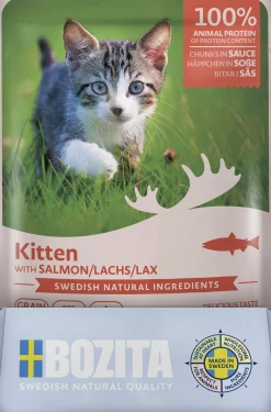 Kattmat Bozita Kitten Menybox Lax/Kyckling i sås 12x85g