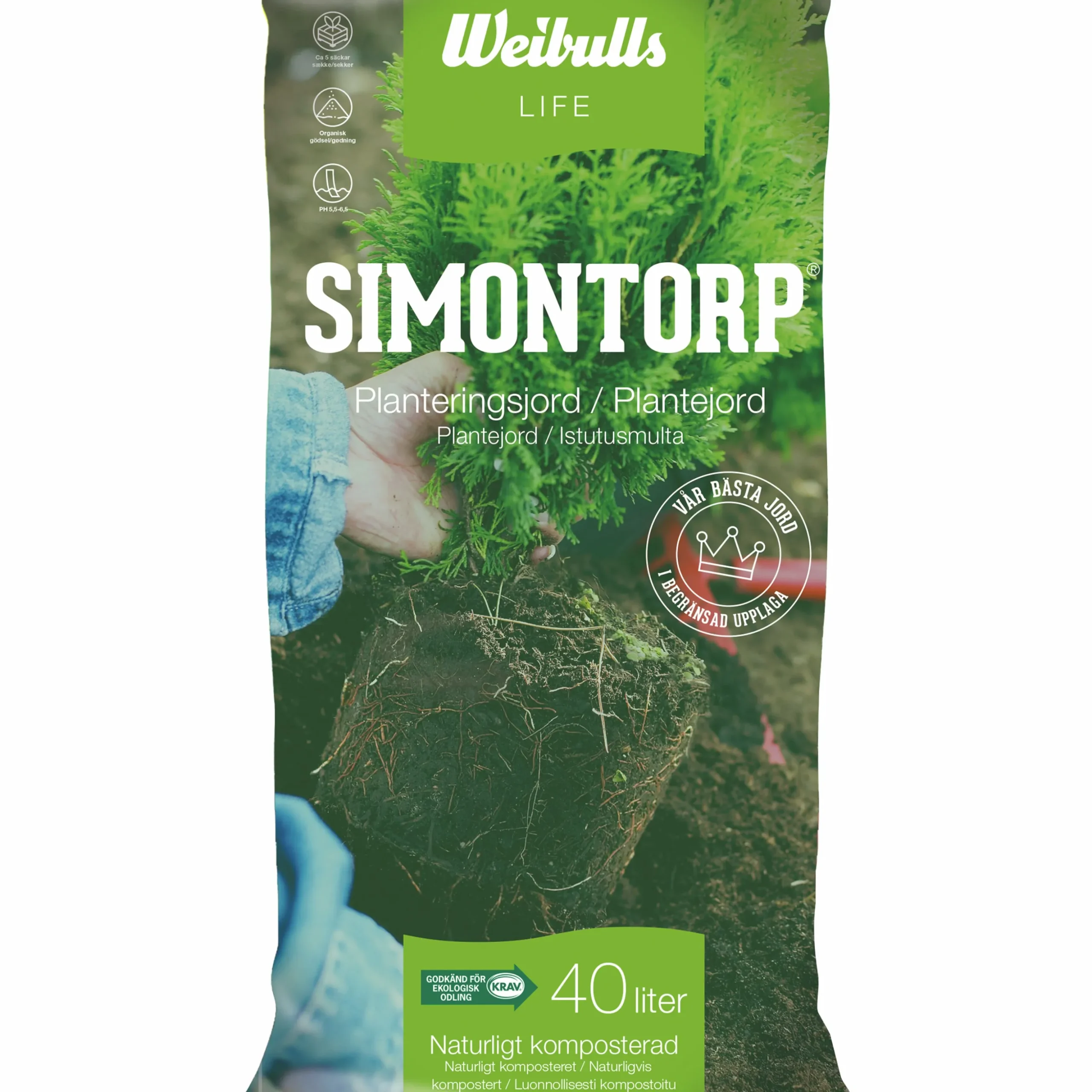 Planteringsjord Weibulls Simontorp KRAV 40L