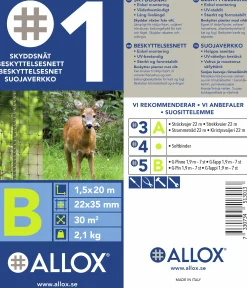 Skyddsnät Allox 1B 22x35mm maska Svart 1,5x20m
