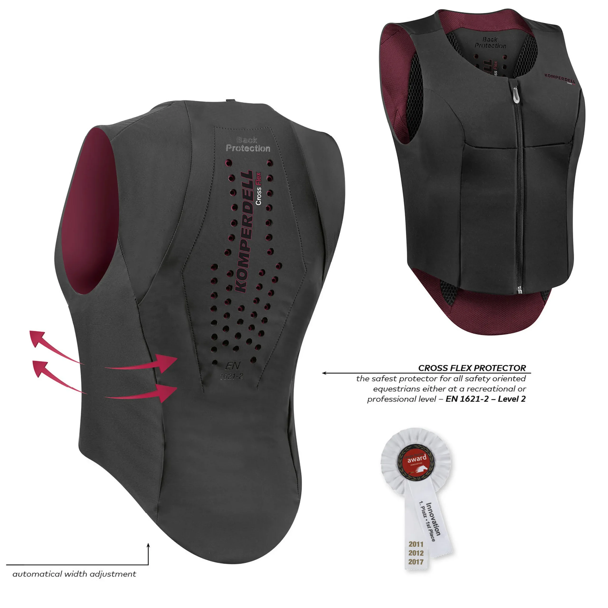 Skyddsväst Komperdell Ballistic Flex Slim Fit Svart/Bordeaux