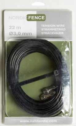 Sträckvajer Nordic Fence med lås svart Ø3mmx22m