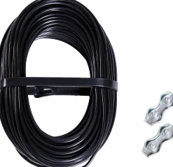 Sträckvajer Nordic Fence med lås svart Ø3mmx22m