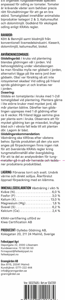 Tomatgödsel Granngården KRAV 900g