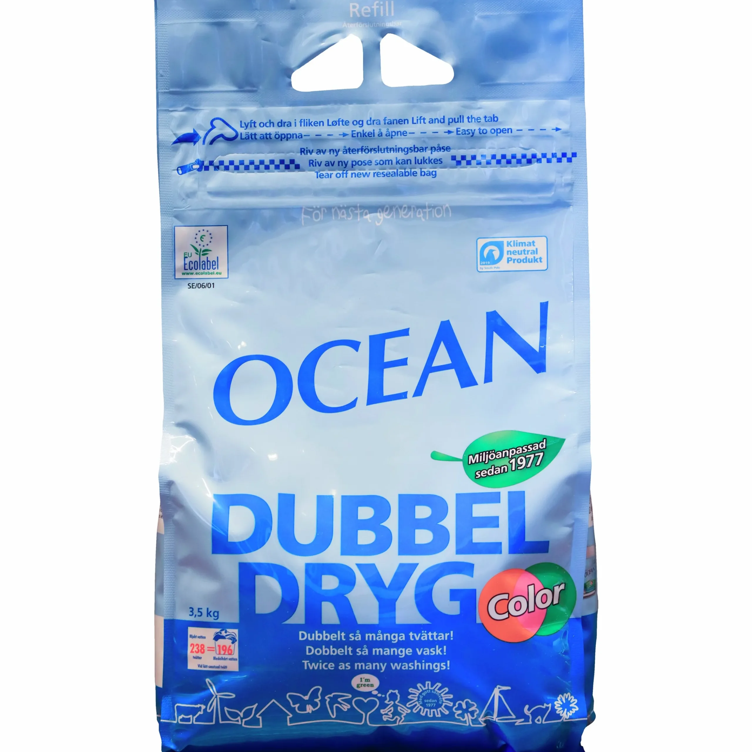 Tvättmedel Ocean Kulörtvätt Dubbeldryg Parfymerad 3,5kg