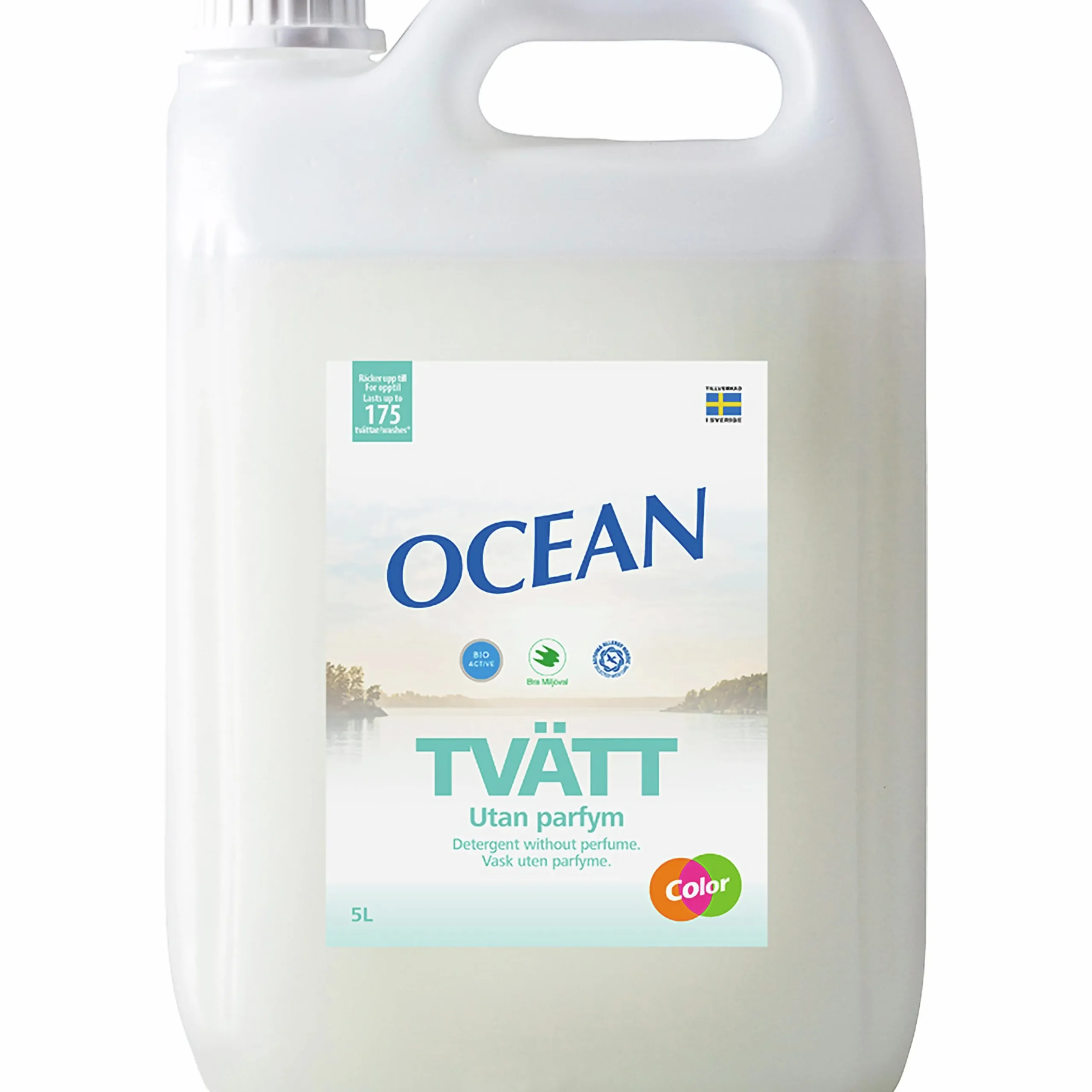 Tvättmedel Ocean Kulörtvätt Flytande Oparfymerad 5L