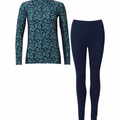 Underställ Lifewear Bambu Dam Lövmönstrad Blå/Grön