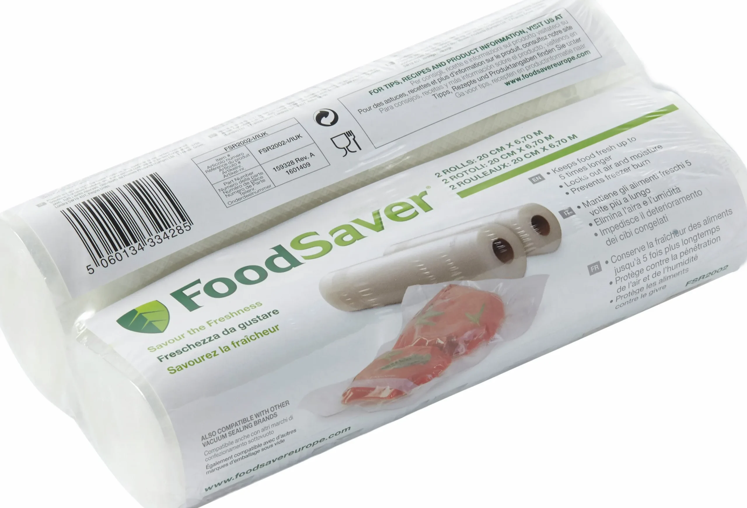Vakuumrullar FoodSaver räfflade 200my 20cm 6,7m 2-p